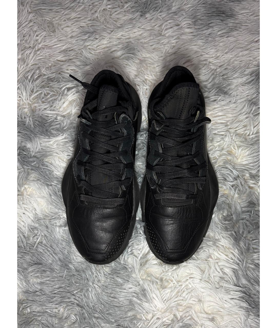 Y-3 Черные кожаные высокие кроссовки / кеды, фото 3