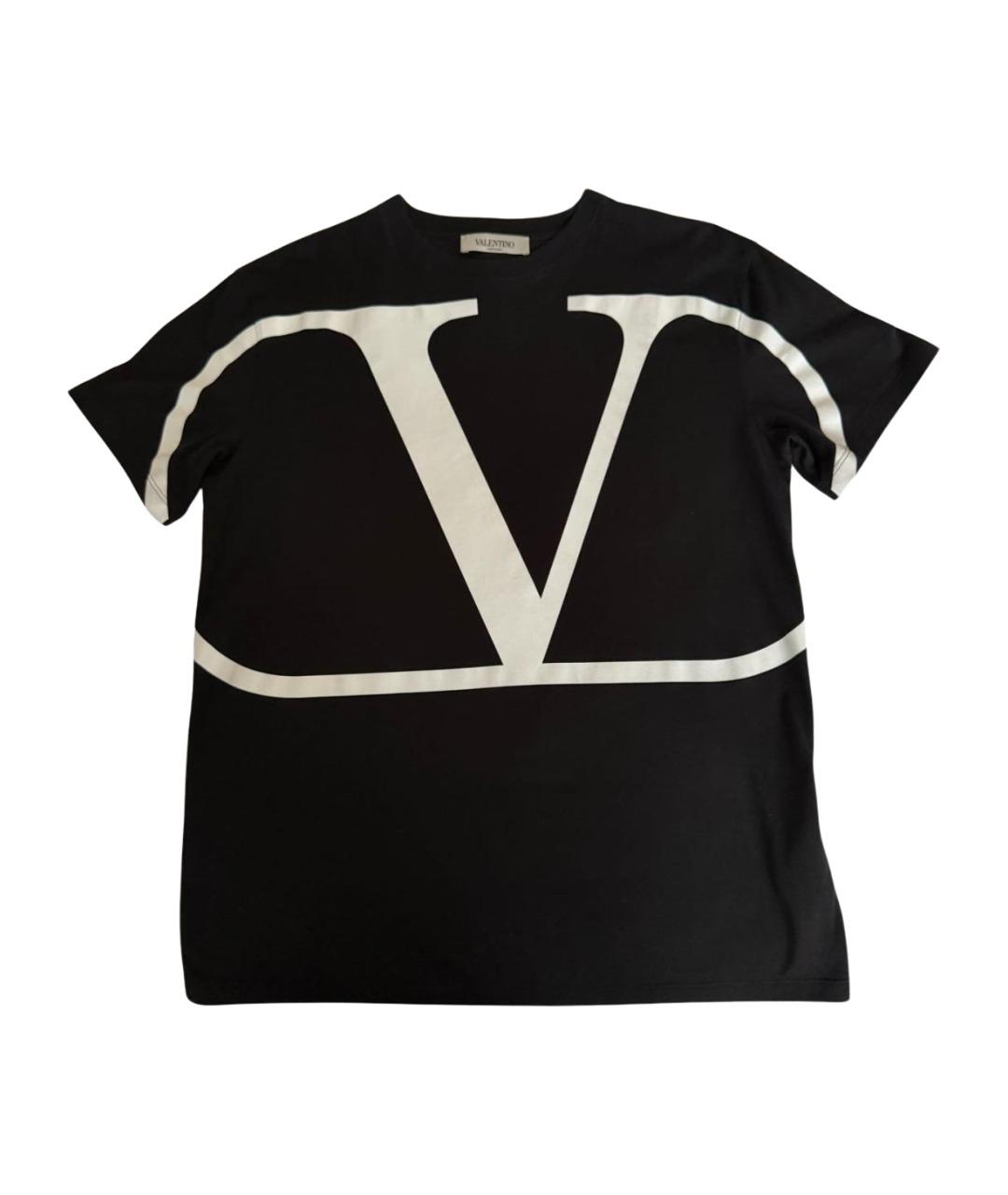 VALENTINO Темно-синяя хлопковая футболка, фото 1