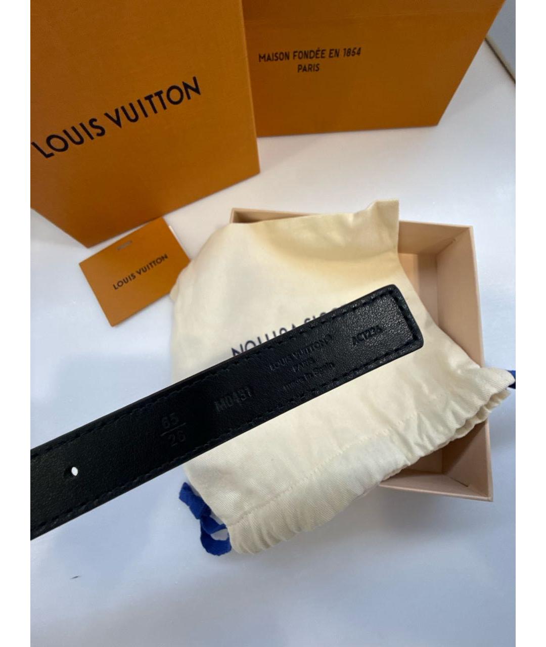 LOUIS VUITTON Черный кожаный ремень, фото 3