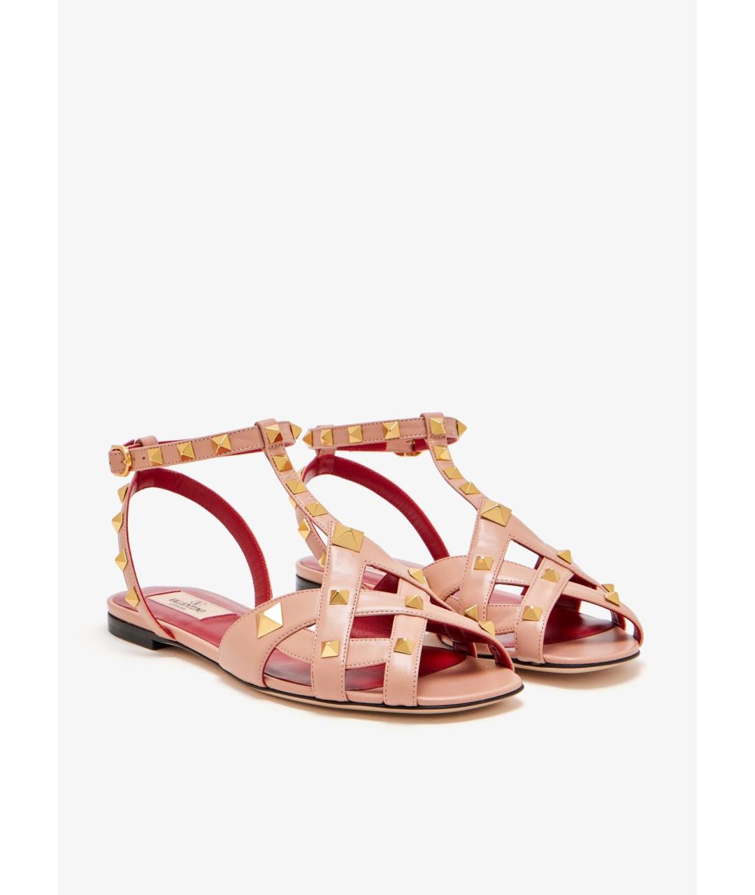VALENTINO Розовые кожаные сандалии, фото 4