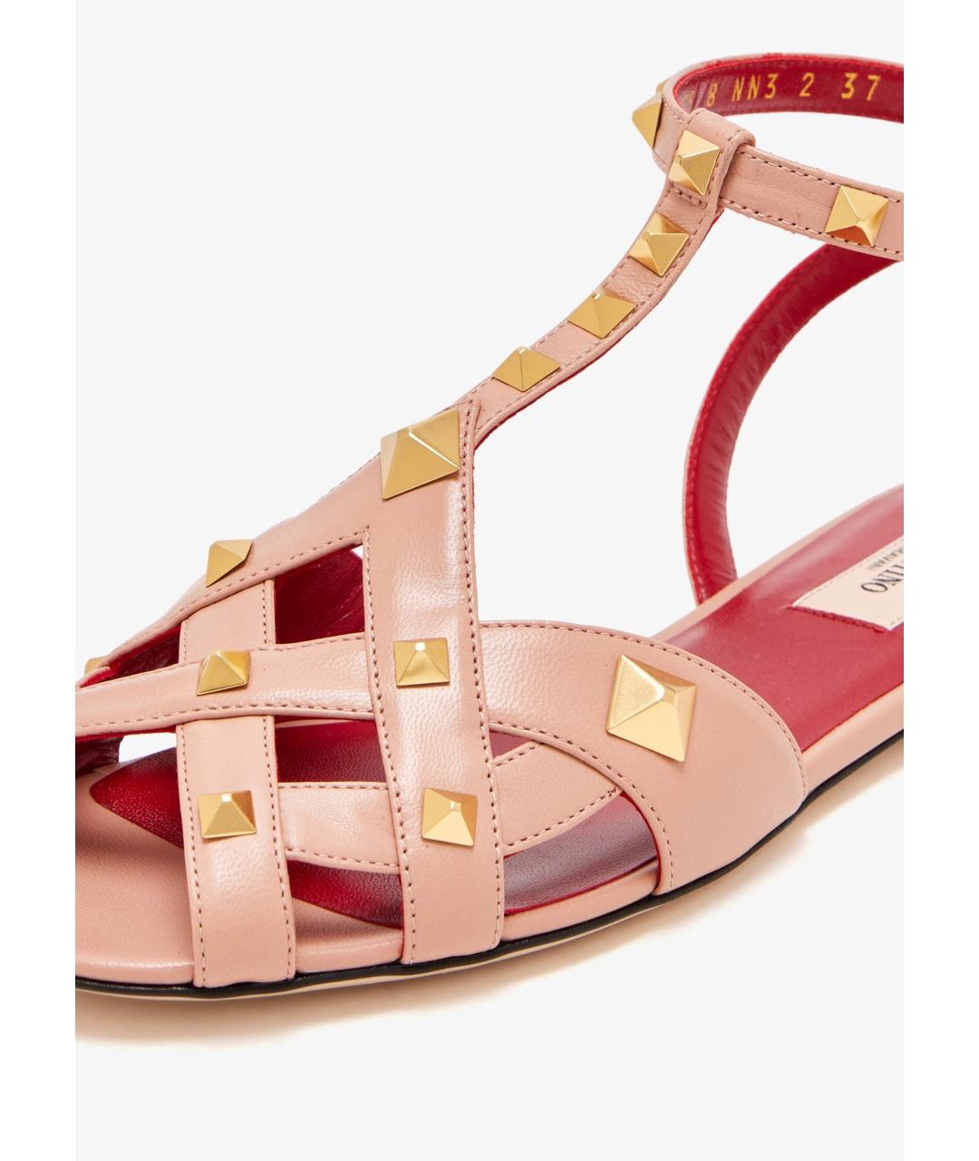 VALENTINO Розовые кожаные сандалии, фото 2