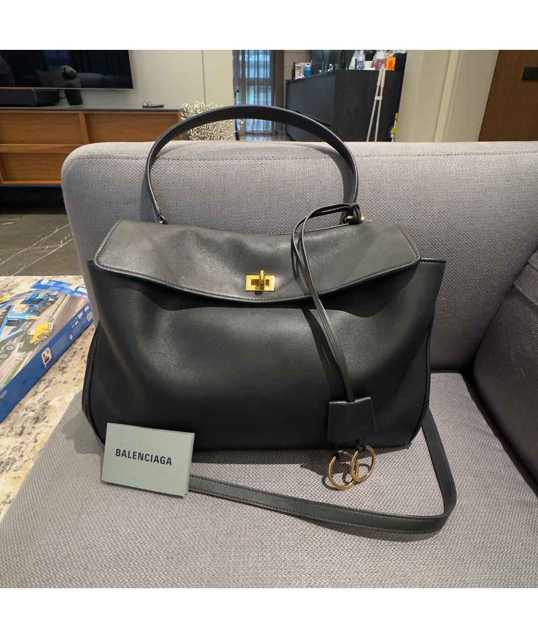 BALENCIAGA Черная кожаная сумка с короткими ручками, фото 6