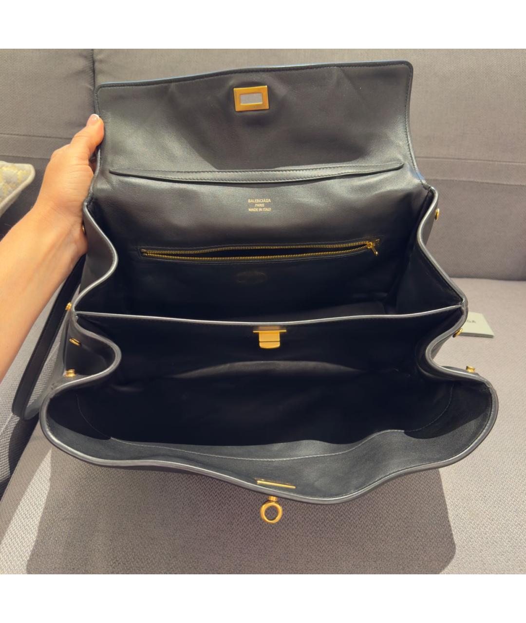 BALENCIAGA Черная кожаная сумка с короткими ручками, фото 2