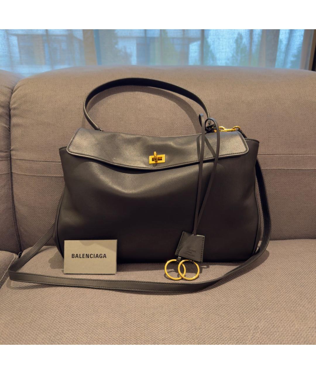 BALENCIAGA Черная кожаная сумка с короткими ручками, фото 7