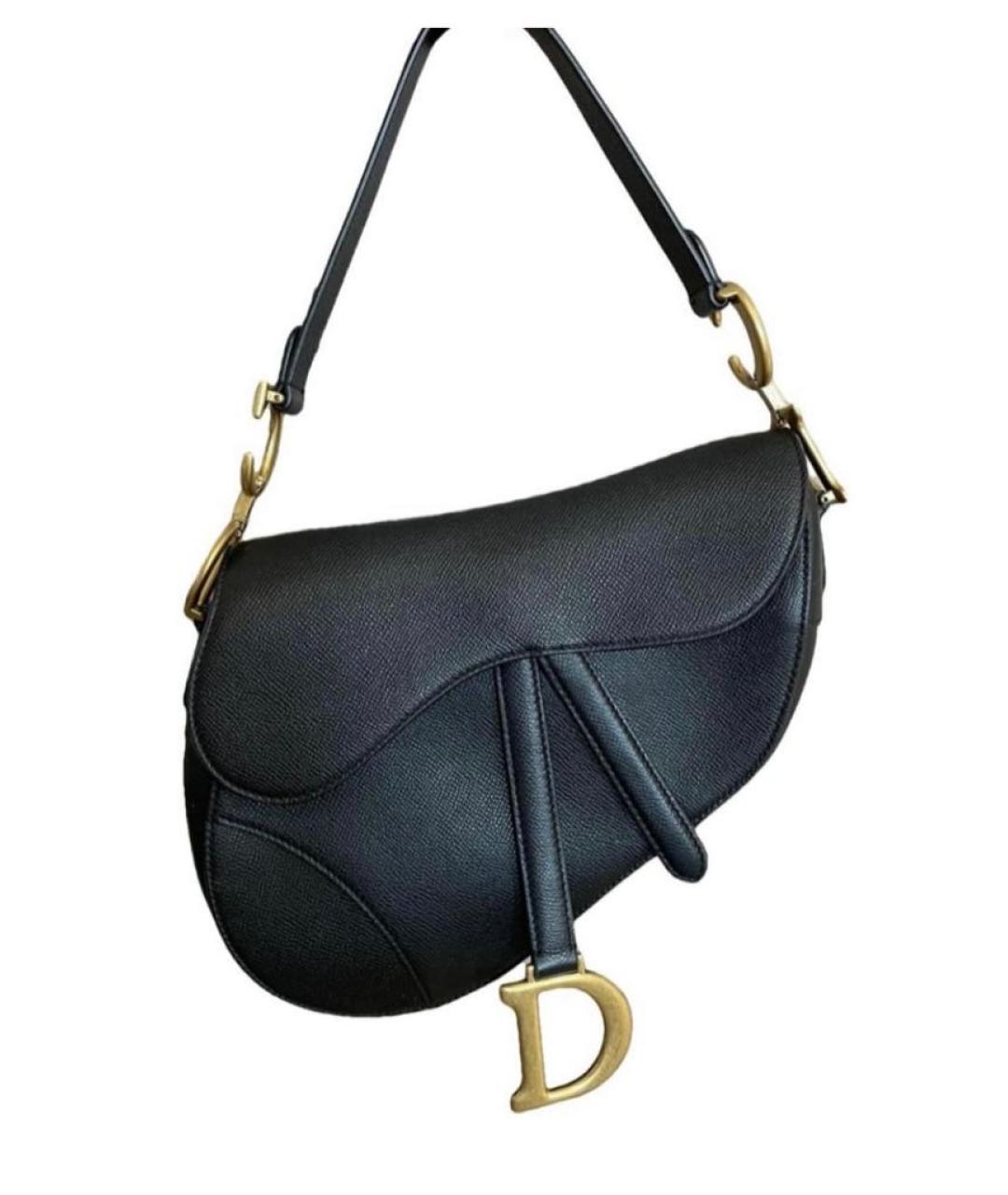 CHRISTIAN DIOR Черная кожаная сумка с короткими ручками, фото 2