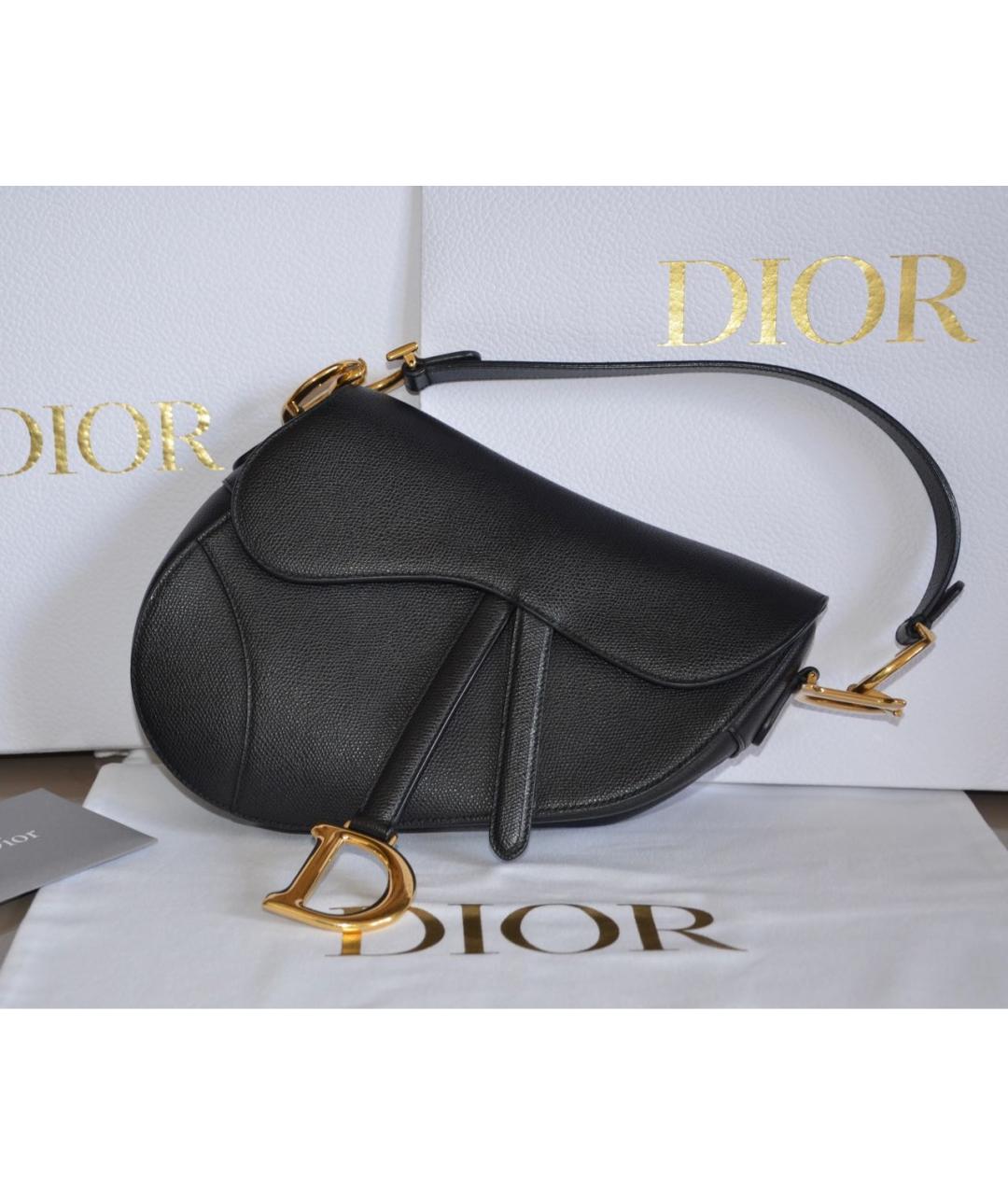 CHRISTIAN DIOR Черная кожаная сумка с короткими ручками, фото 9