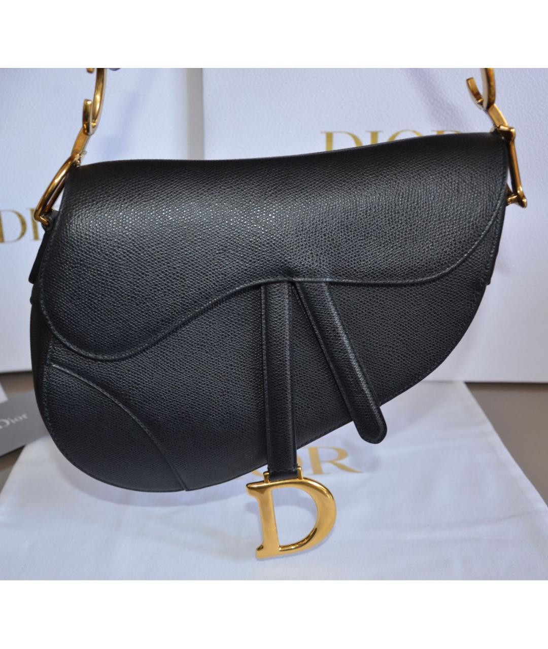 CHRISTIAN DIOR Черная кожаная сумка с короткими ручками, фото 3