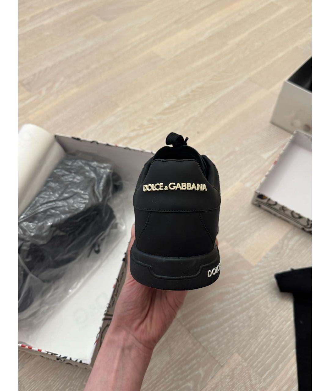 DOLCE&GABBANA Черные кожаные низкие кроссовки / кеды, фото 4