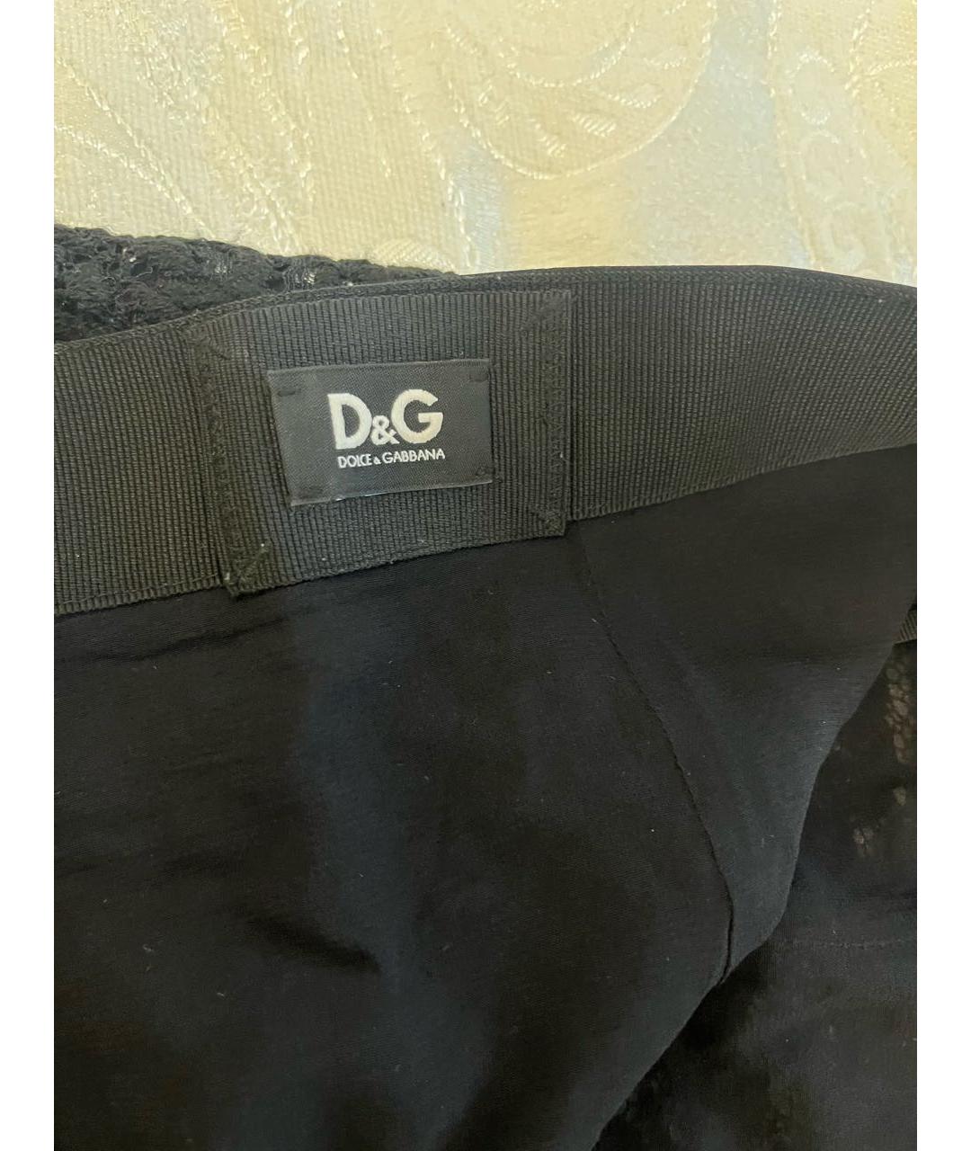 DOLCE&GABBANA Черная кружевная юбка миди, фото 3