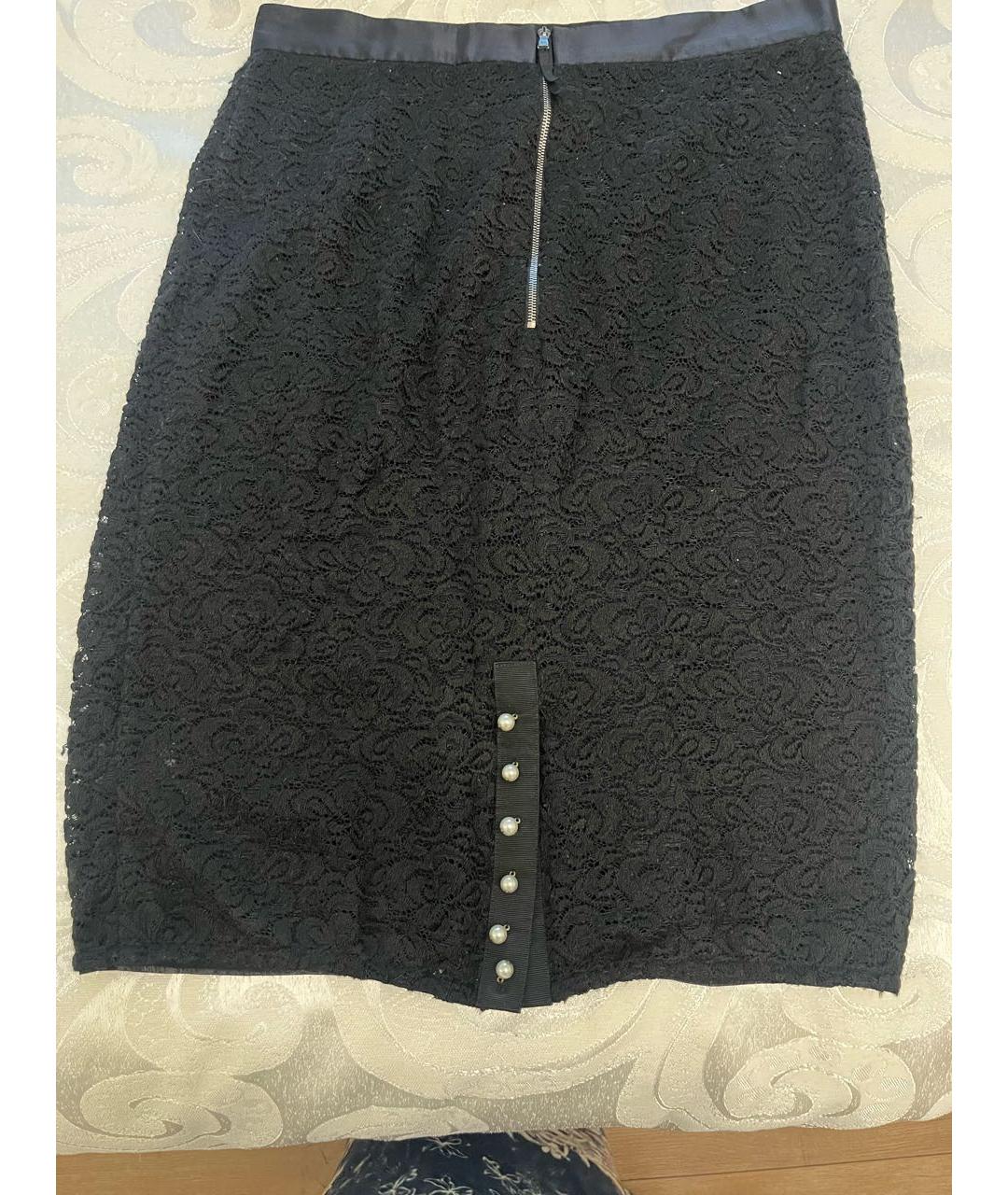 DOLCE&GABBANA Черная кружевная юбка миди, фото 2