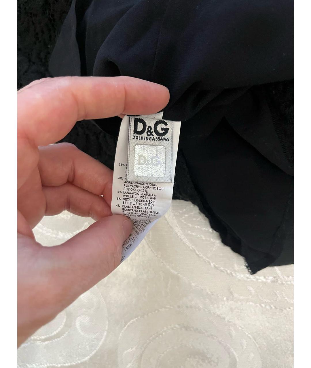 DOLCE&GABBANA Черная кружевная юбка миди, фото 7