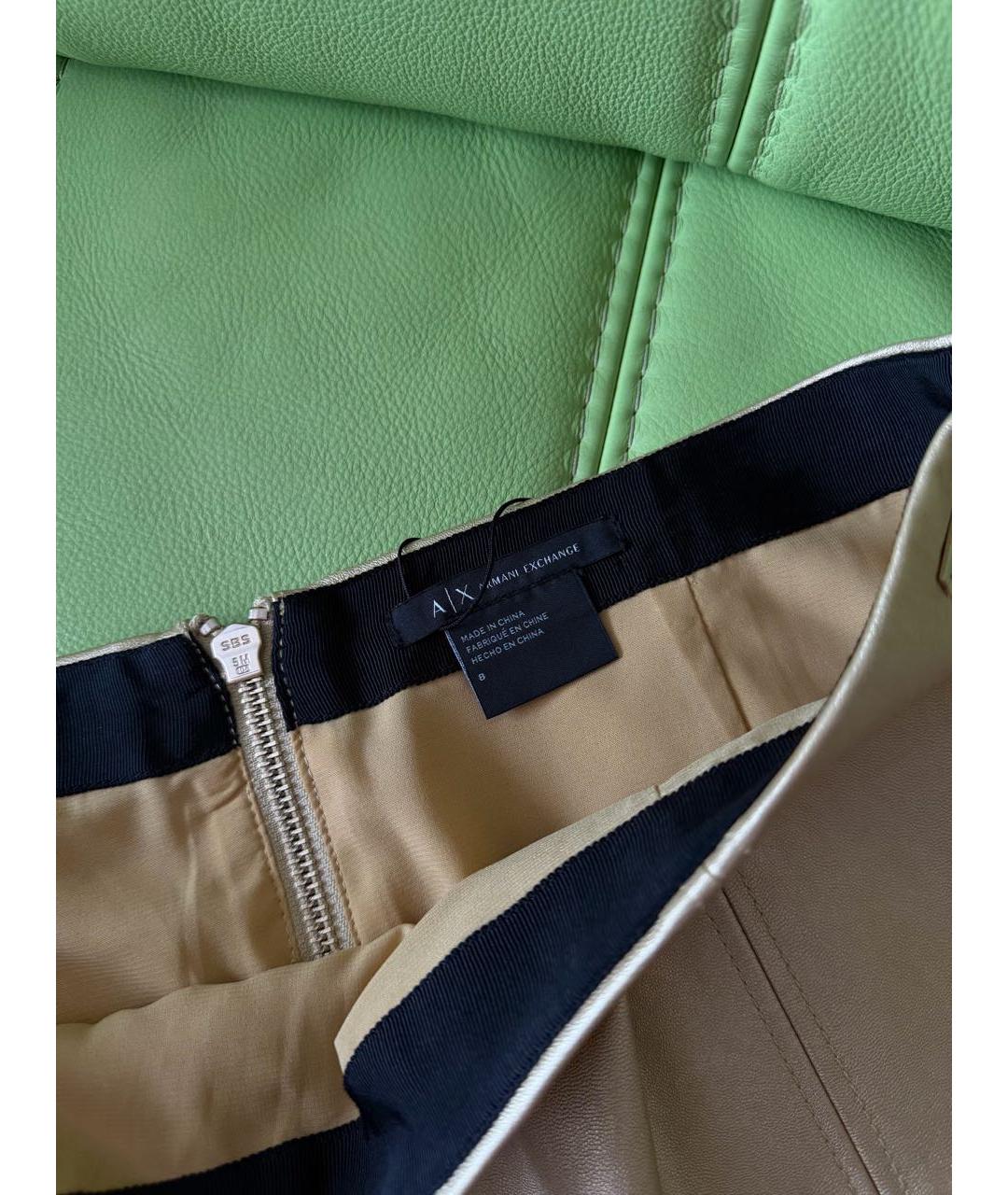 ARMANI EXCHANGE Золотая юбка мини, фото 4