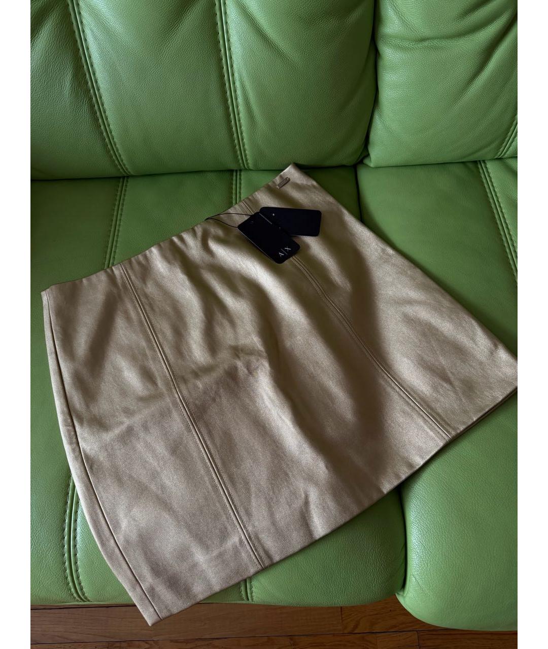 ARMANI EXCHANGE Золотая юбка мини, фото 5