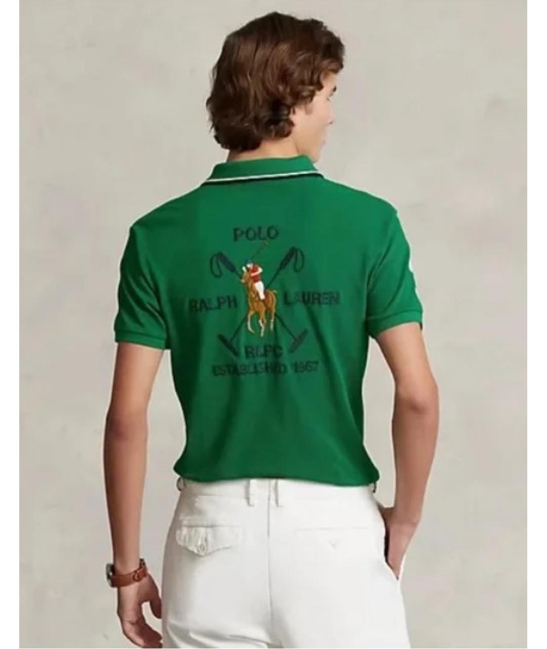 RALPH LAUREN Зеленое хлопковое поло с коротким рукавом, фото 5