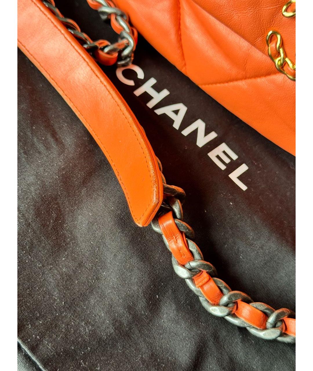 CHANEL Оранжевая кожаная сумка через плечо, фото 7