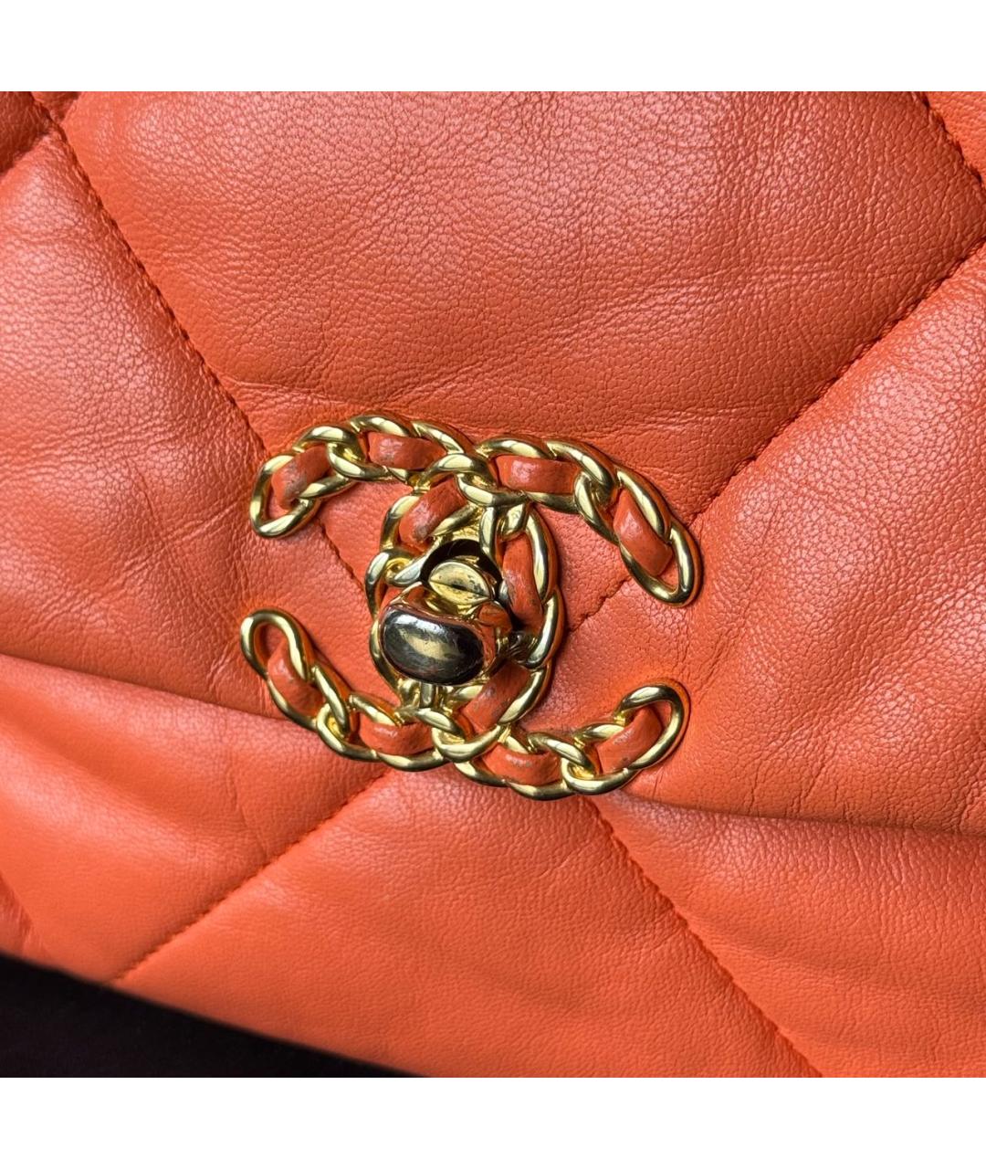 CHANEL Оранжевая кожаная сумка через плечо, фото 6