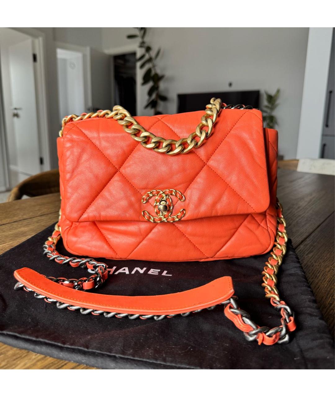 CHANEL Оранжевая кожаная сумка через плечо, фото 9