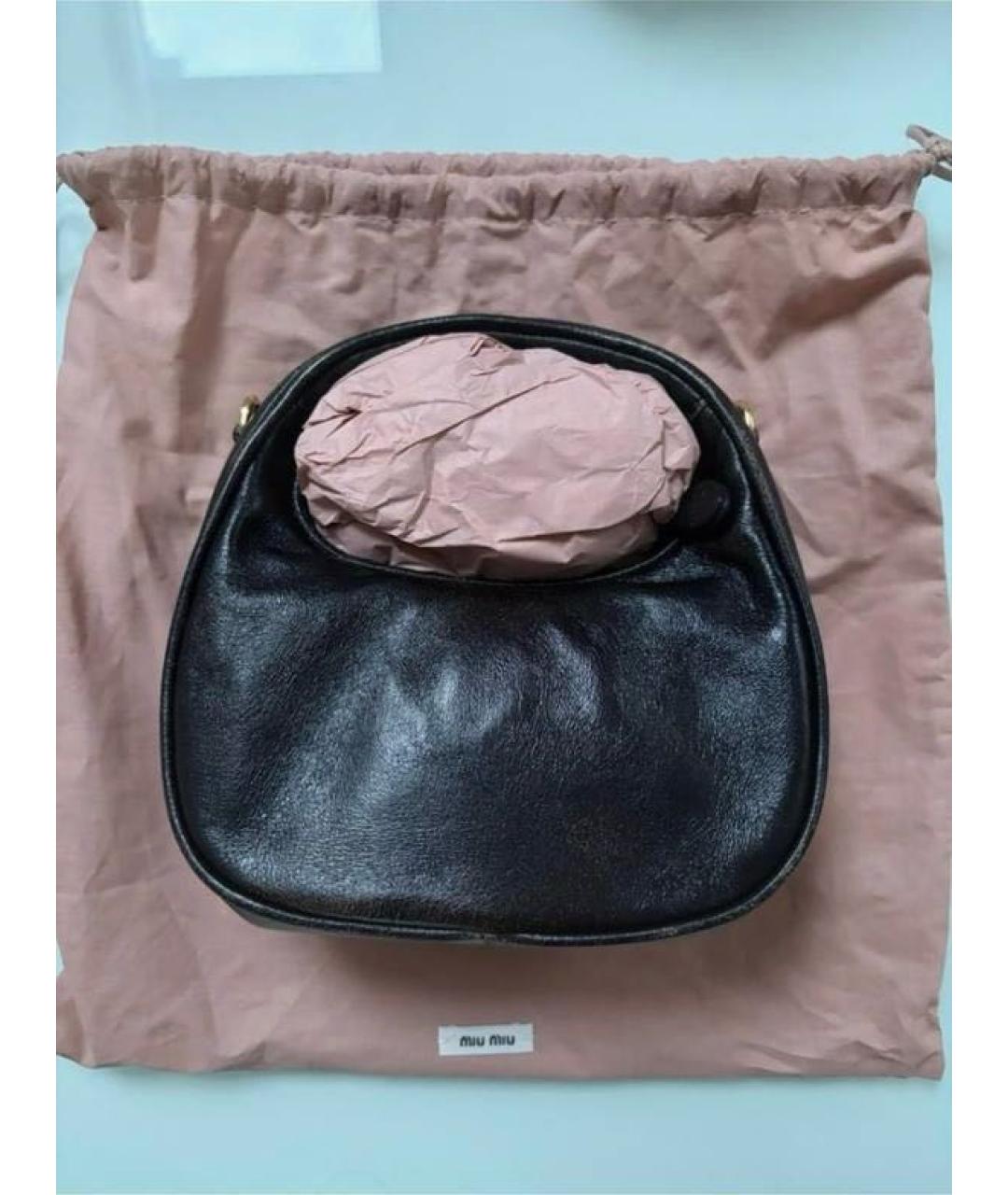 MIU MIU Черная кожаная сумка с короткими ручками, фото 4