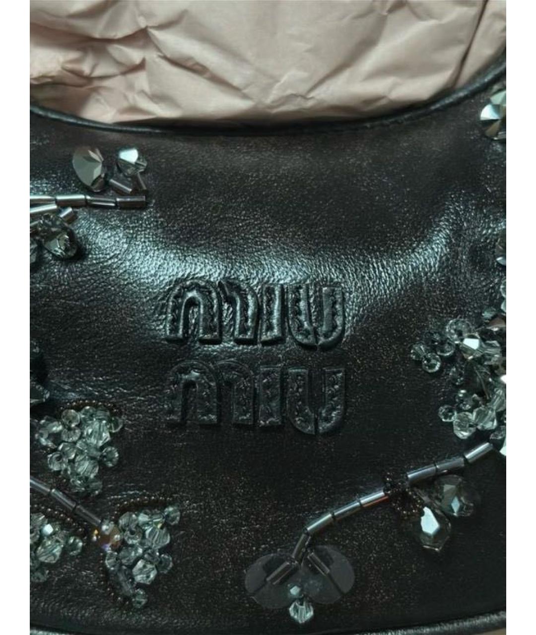 MIU MIU Черная кожаная сумка с короткими ручками, фото 6