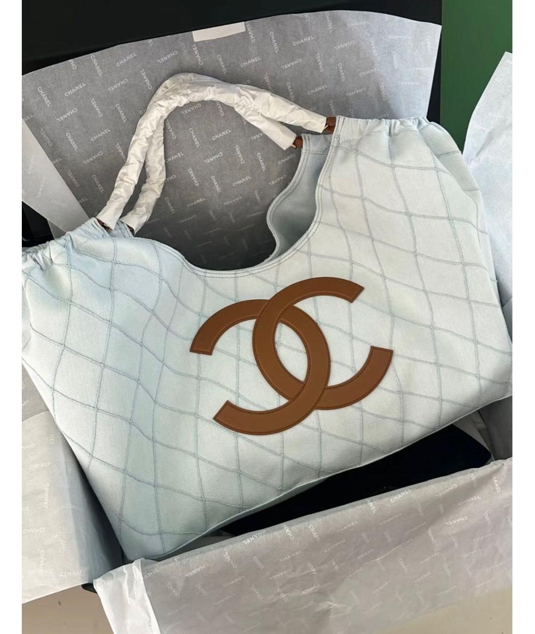 CHANEL Голубая сумка тоут, фото 3