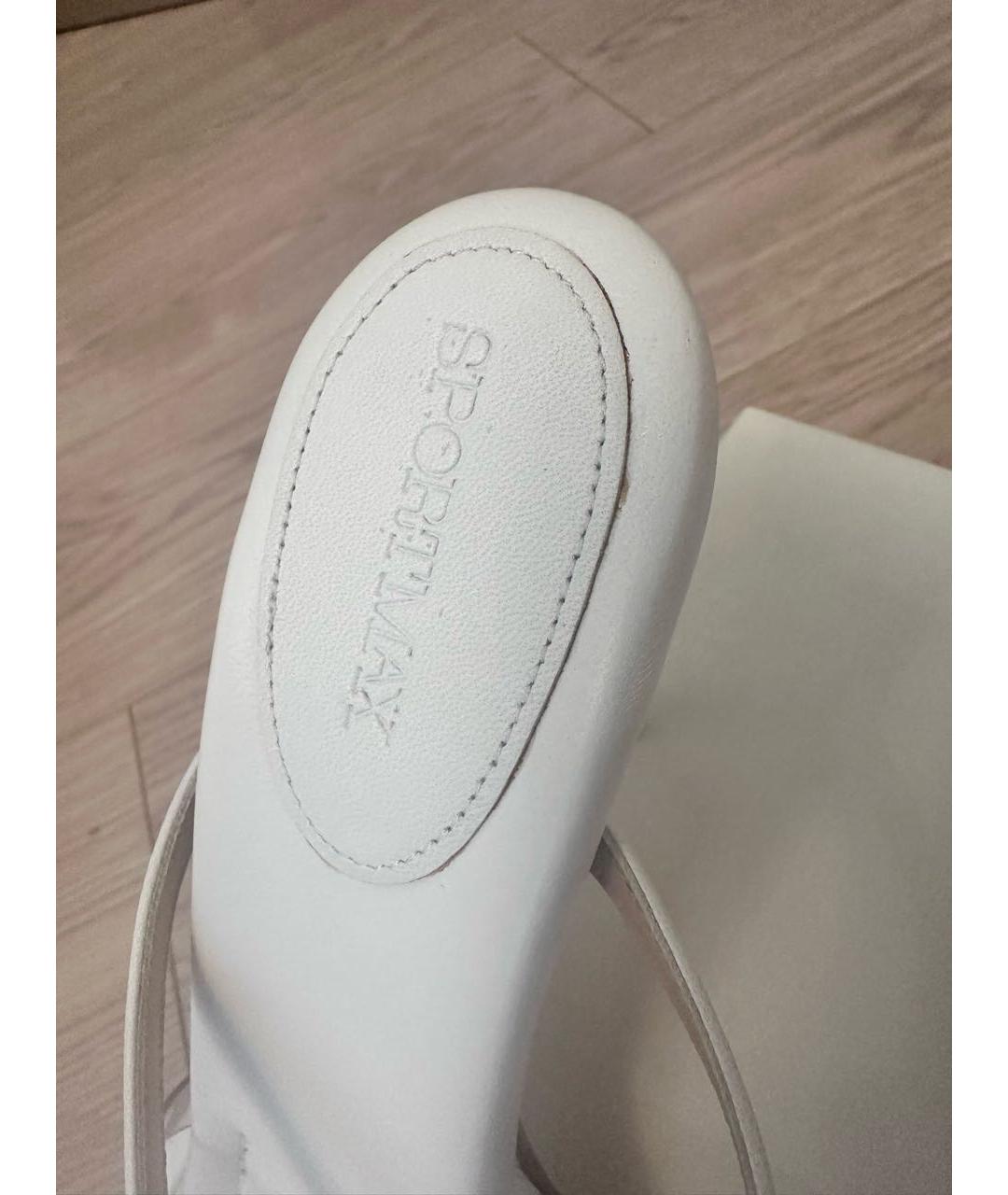 SPORTMAX Белые кожаные мюли, фото 8