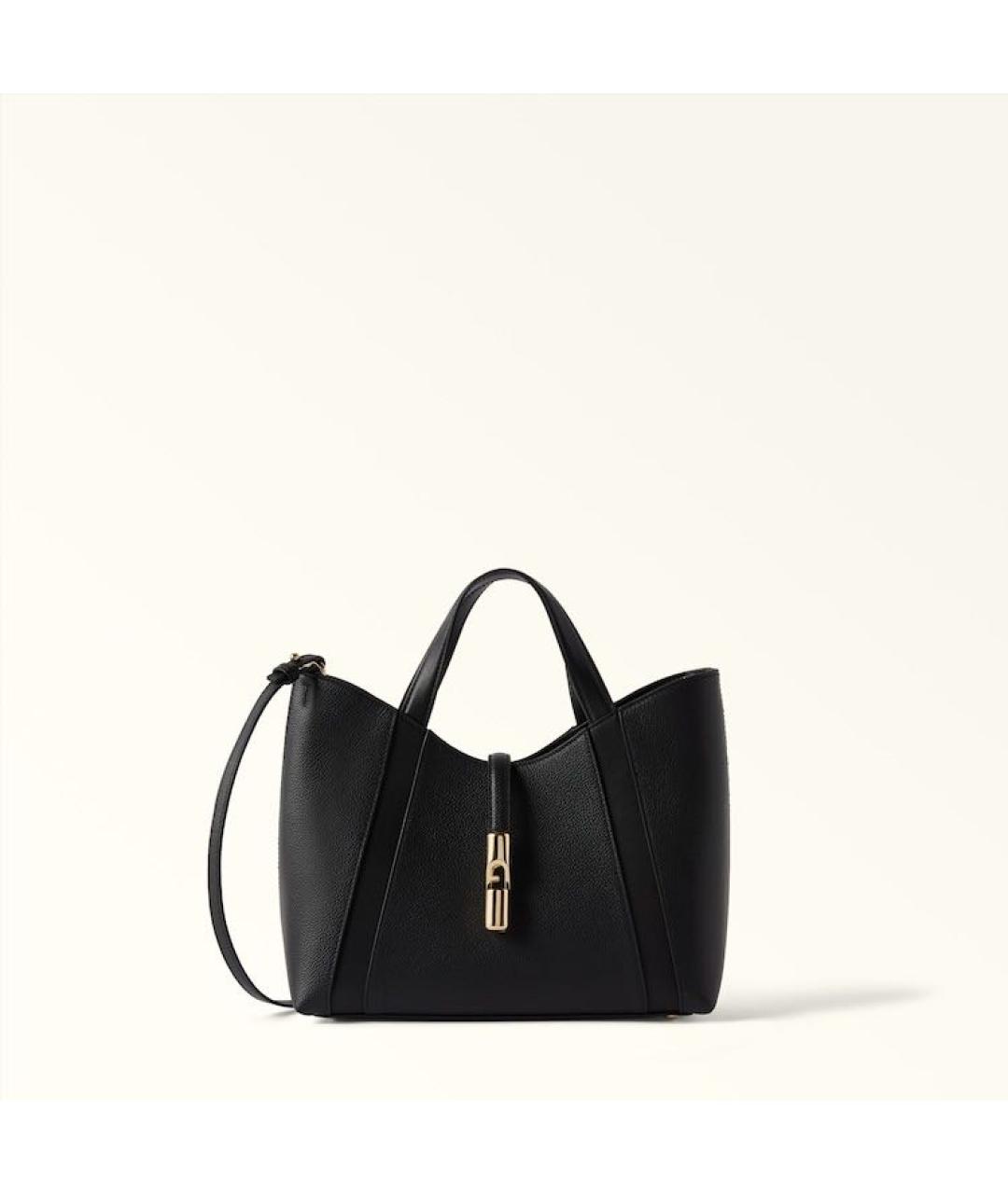 FURLA Черная кожаная сумка тоут, фото 7