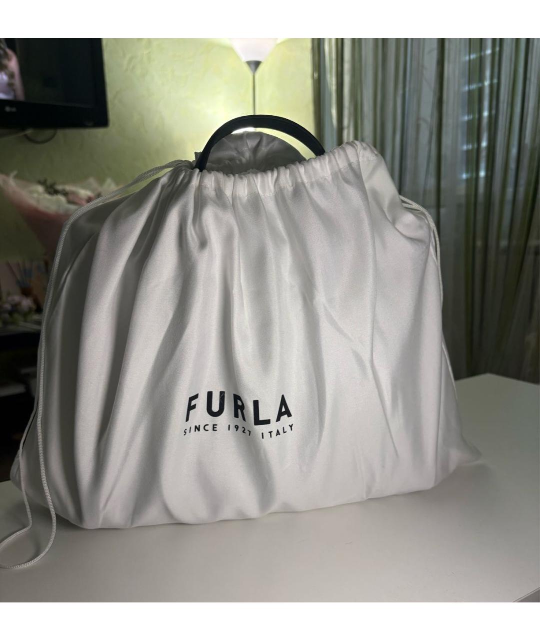 FURLA Черная кожаная сумка тоут, фото 5