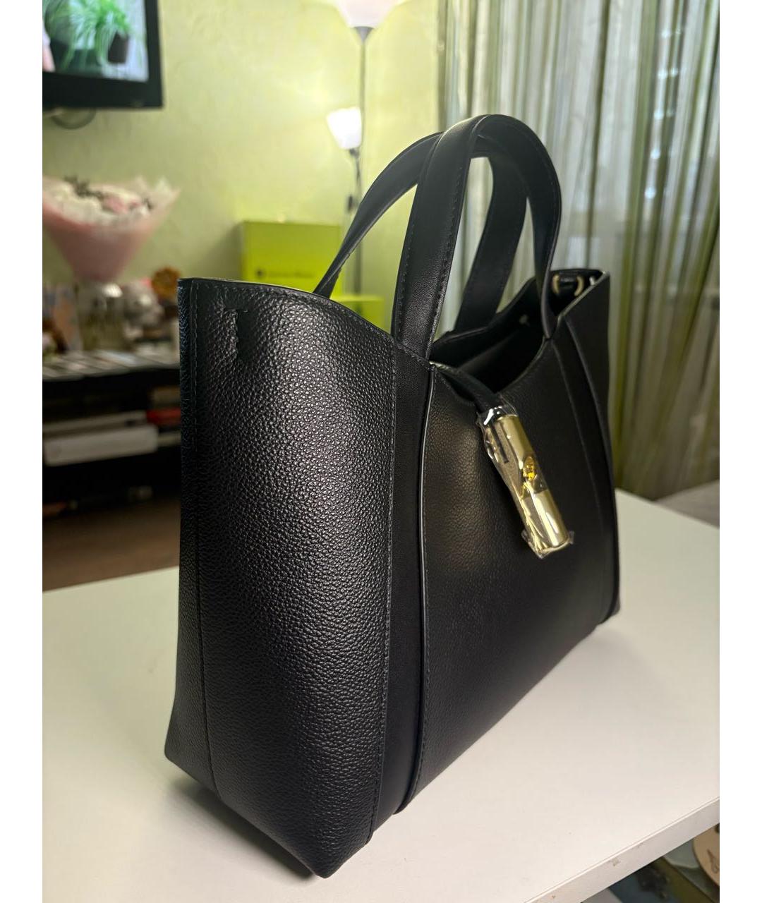 FURLA Черная кожаная сумка тоут, фото 2