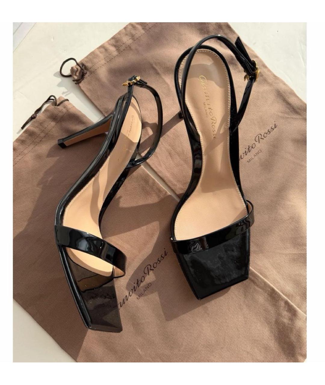 GIANVITO ROSSI Черные босоножки из лакированной кожи, фото 2