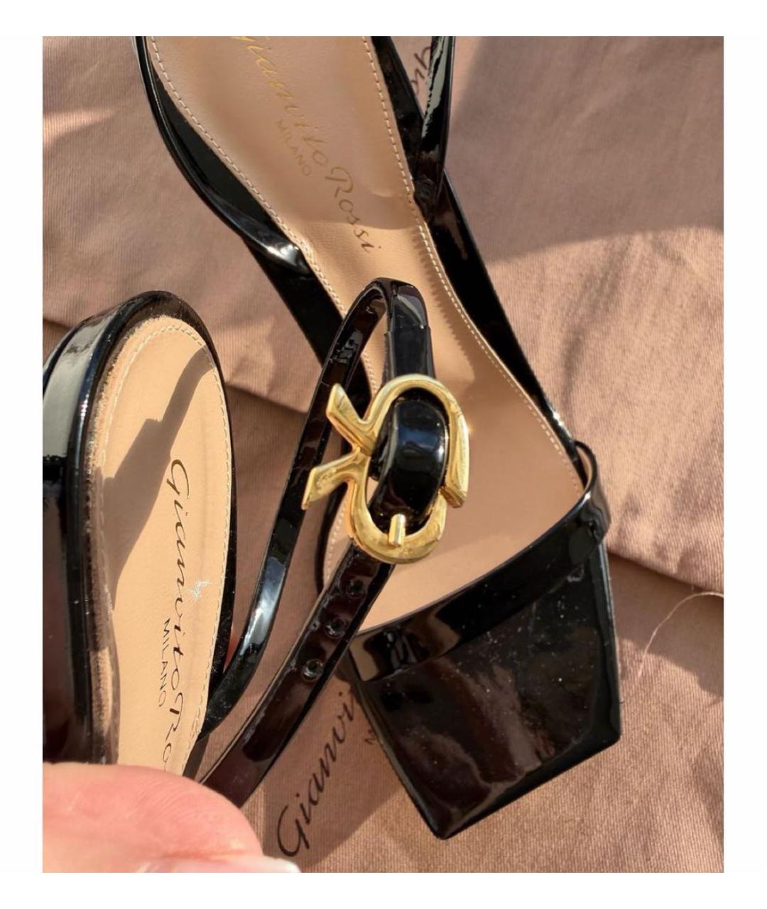 GIANVITO ROSSI Черные босоножки из лакированной кожи, фото 4
