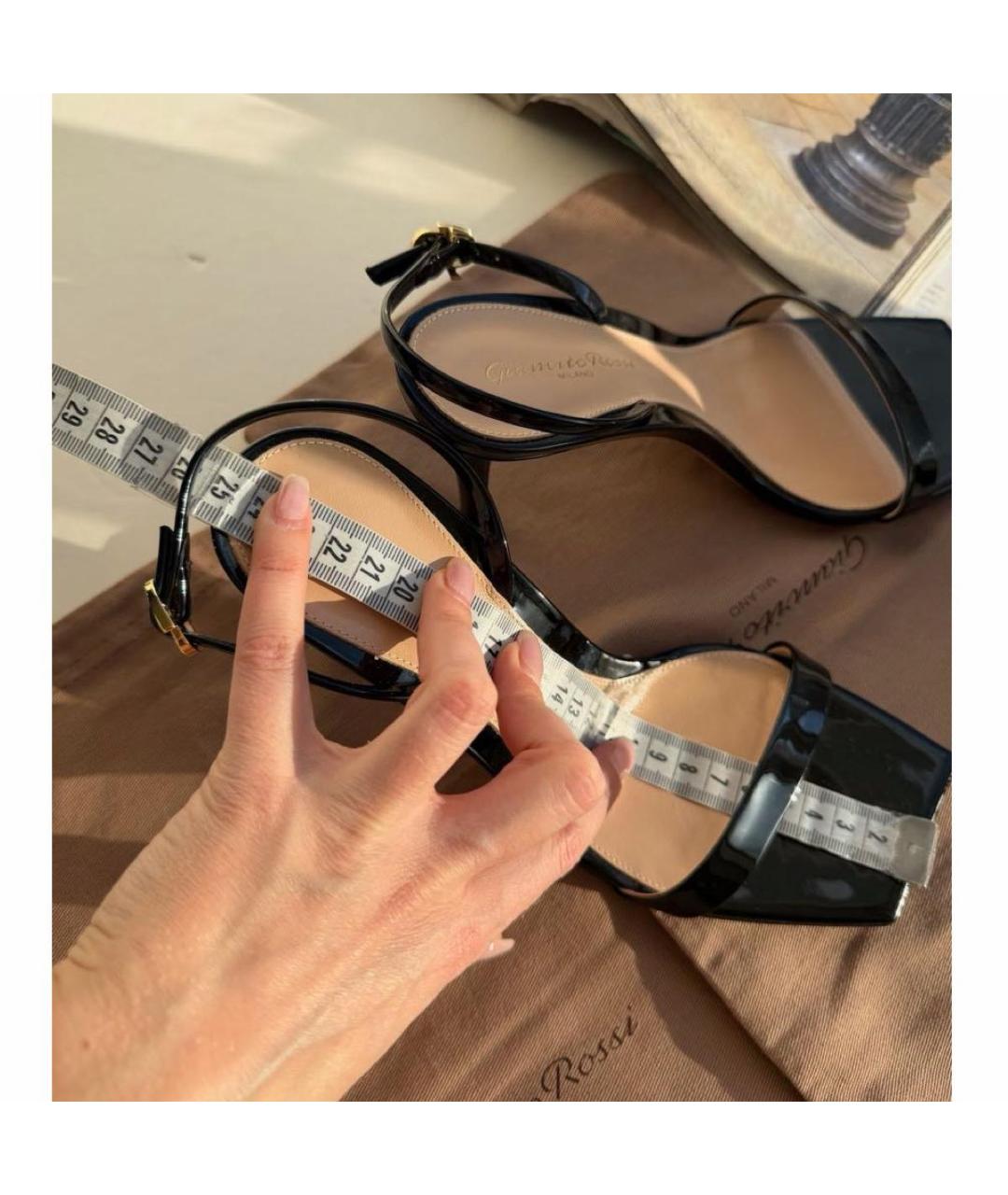 GIANVITO ROSSI Черные босоножки из лакированной кожи, фото 6