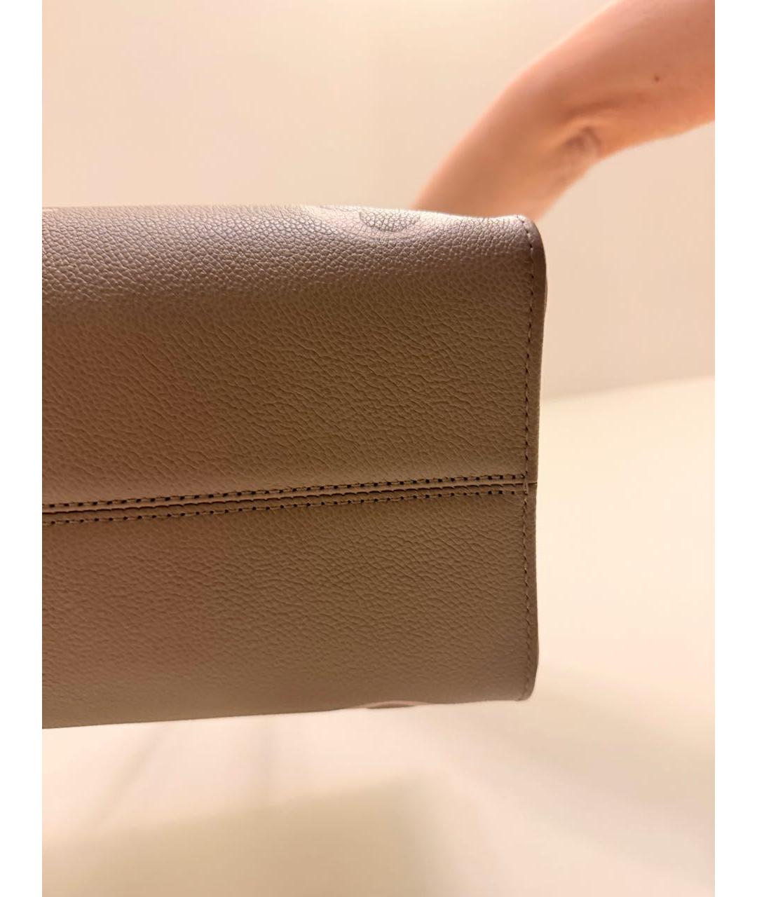 LOUIS VUITTON Бежевая кожаная сумка тоут, фото 7