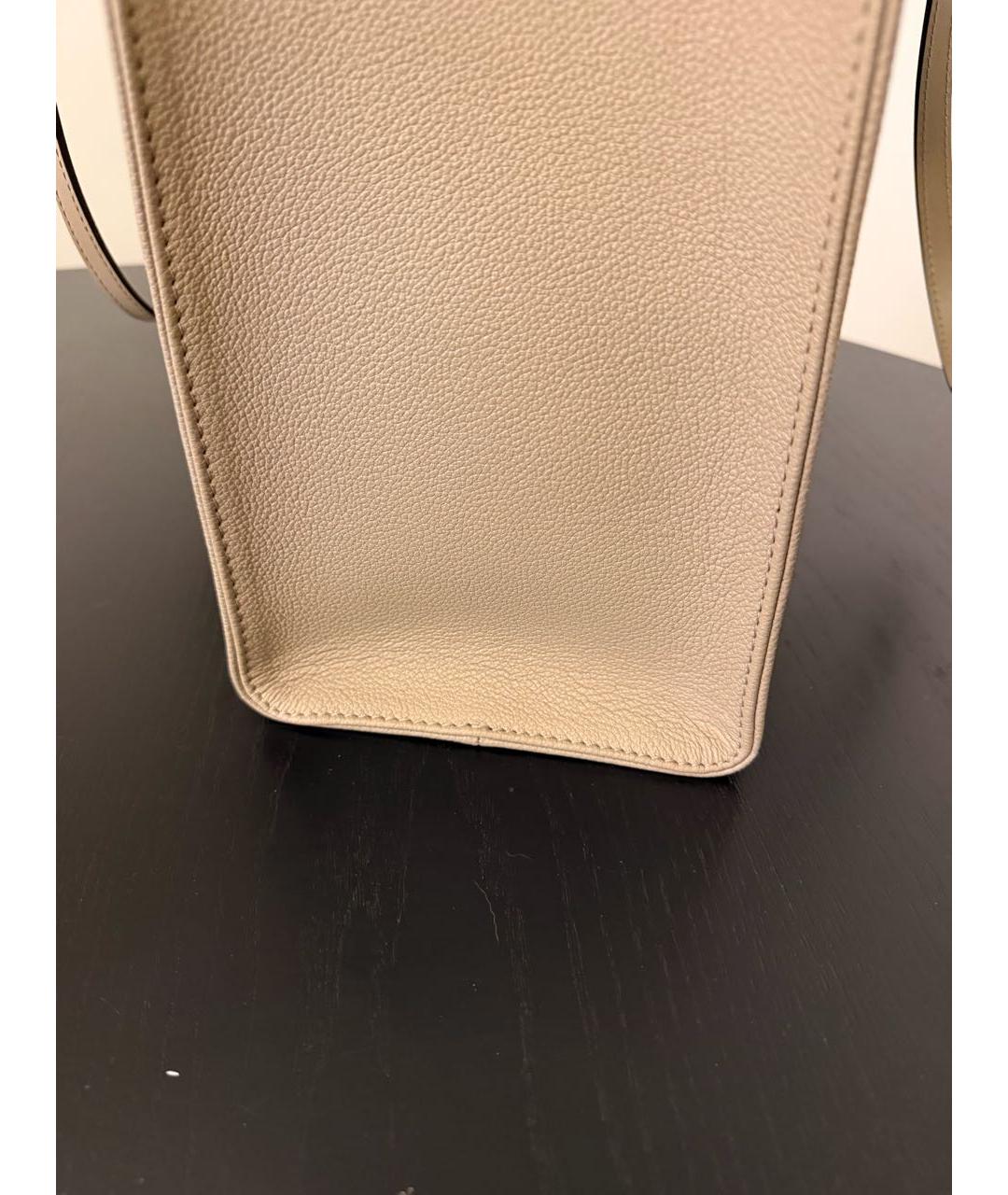 LOUIS VUITTON Бежевая кожаная сумка тоут, фото 6
