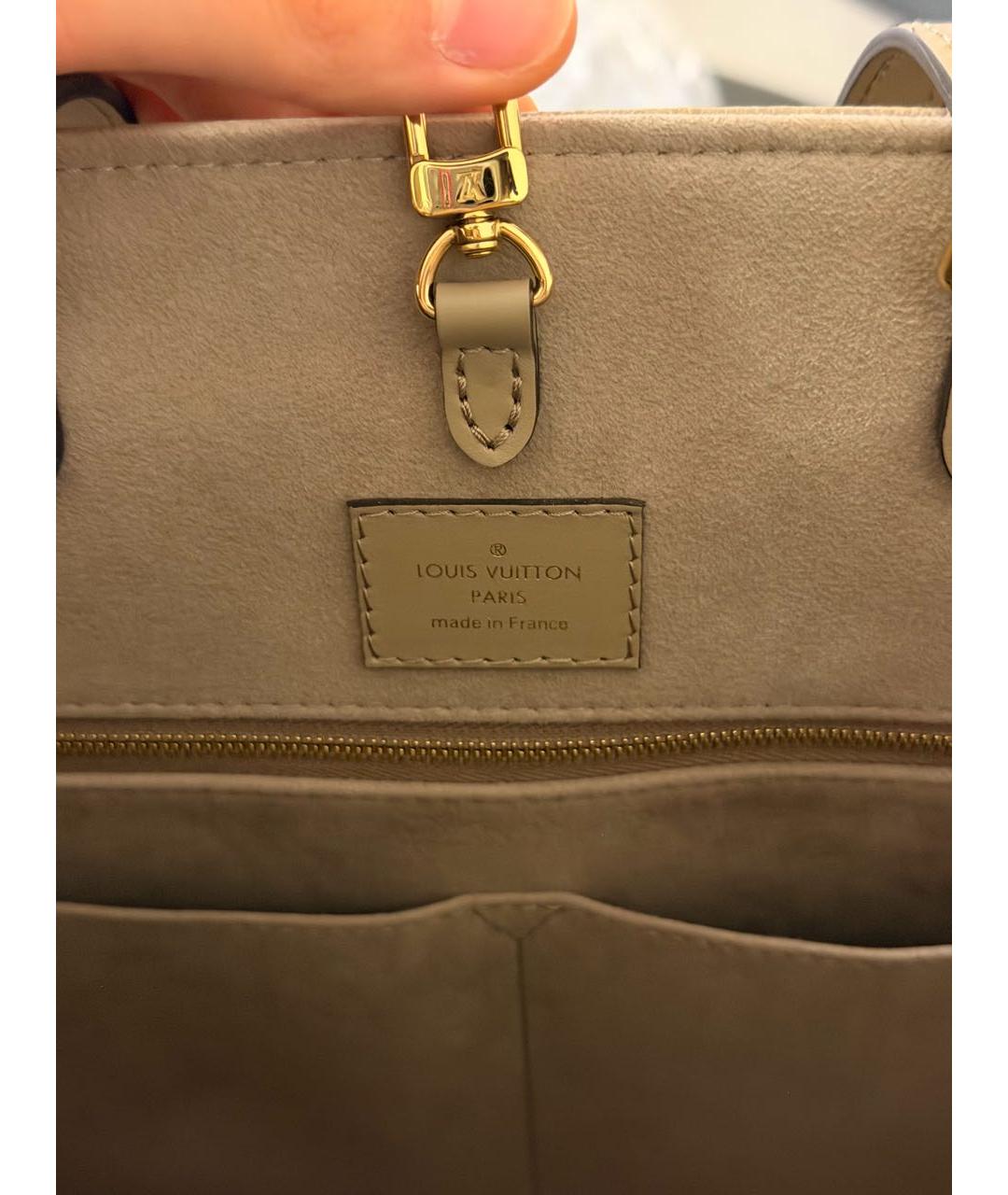 LOUIS VUITTON Бежевая кожаная сумка тоут, фото 5