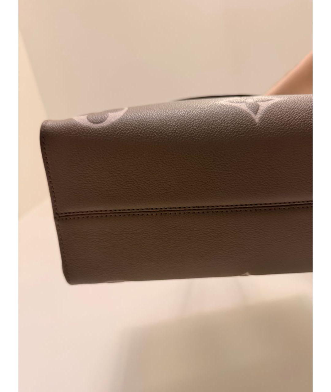 LOUIS VUITTON Бежевая кожаная сумка тоут, фото 8