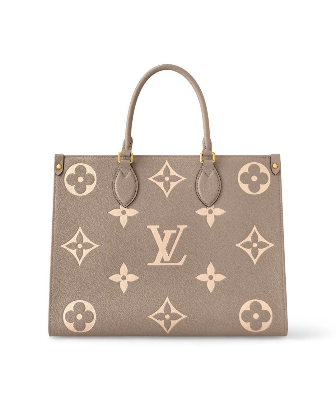 LOUIS VUITTON Бежевая кожаная сумка тоут, фото 9
