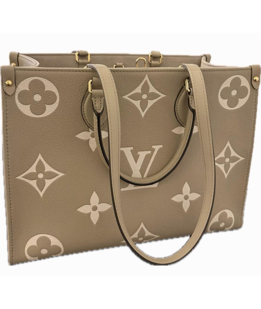 LOUIS VUITTON Бежевая кожаная сумка тоут, фото 2