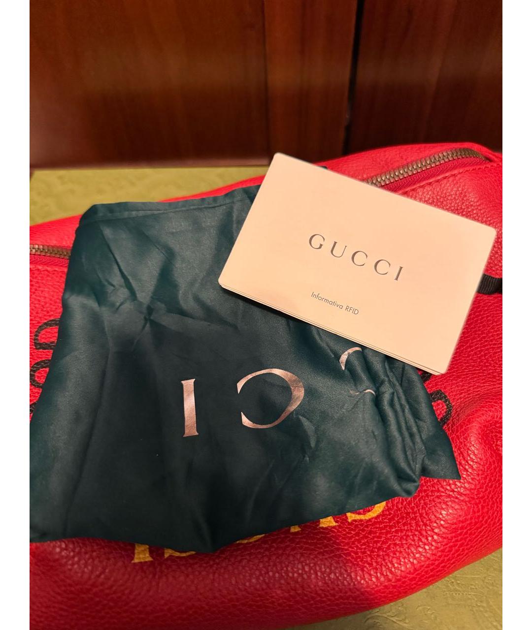GUCCI Красная кожаная поясная сумка, фото 6