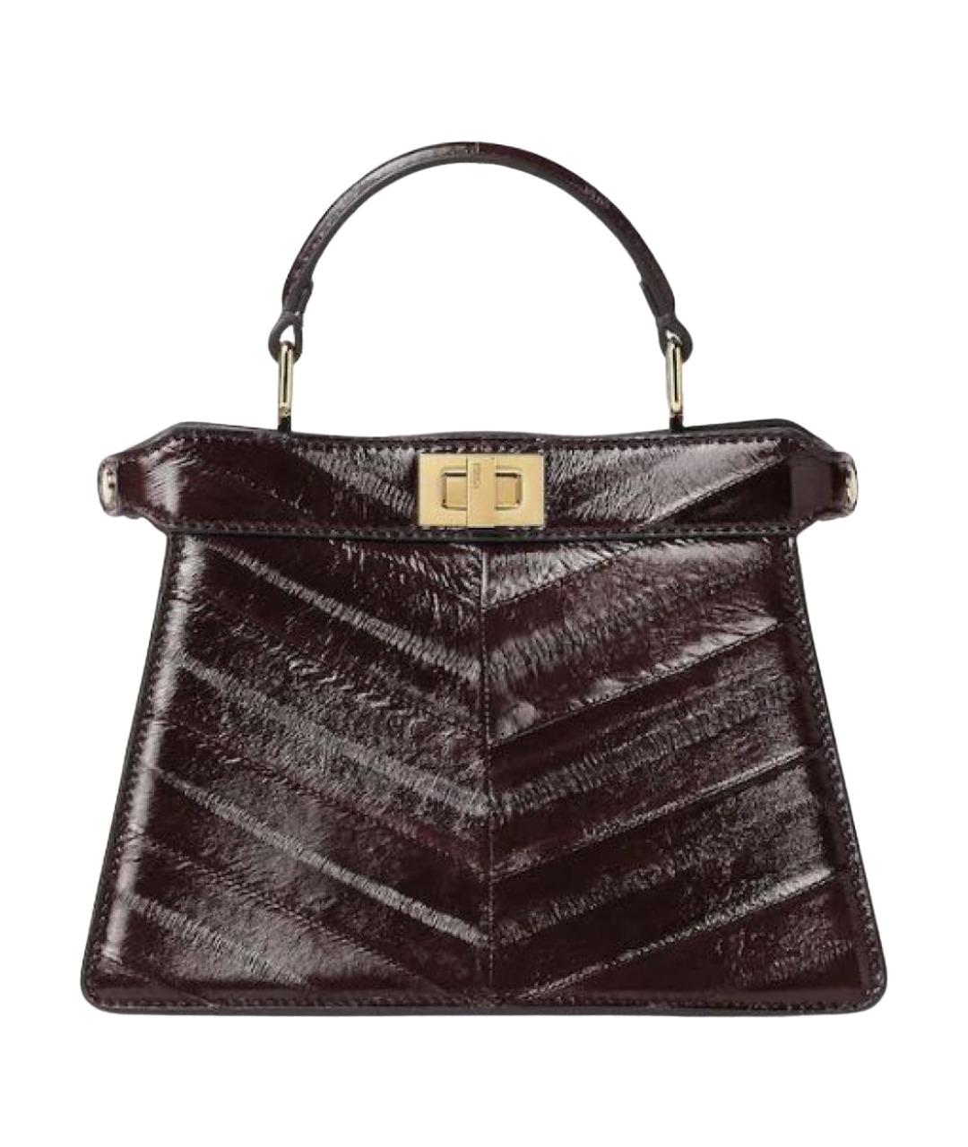 FENDI Коричневая кожаная сумка с короткими ручками, фото 1