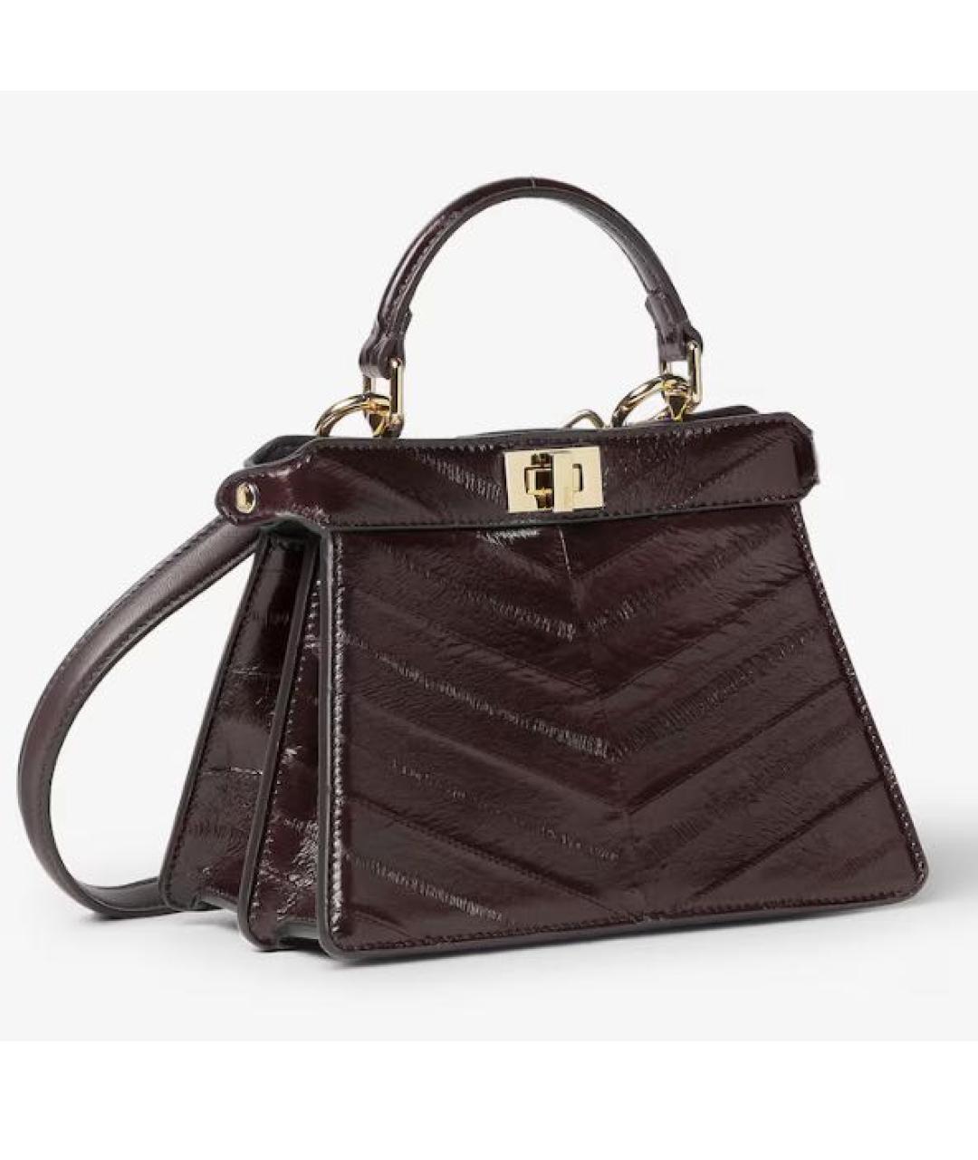 FENDI Коричневая кожаная сумка с короткими ручками, фото 2
