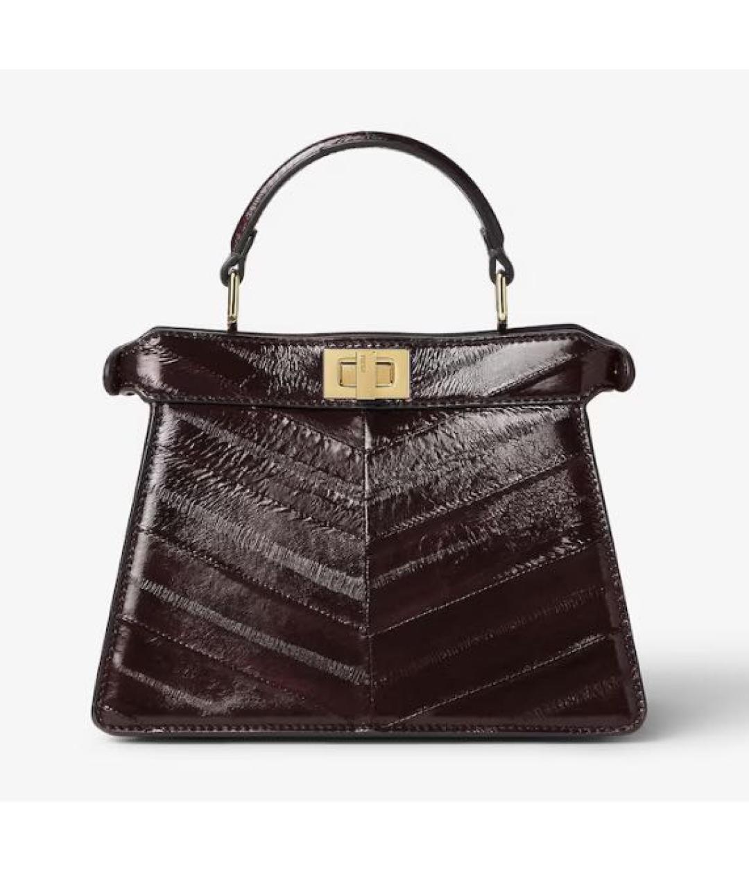 FENDI Коричневая кожаная сумка с короткими ручками, фото 3