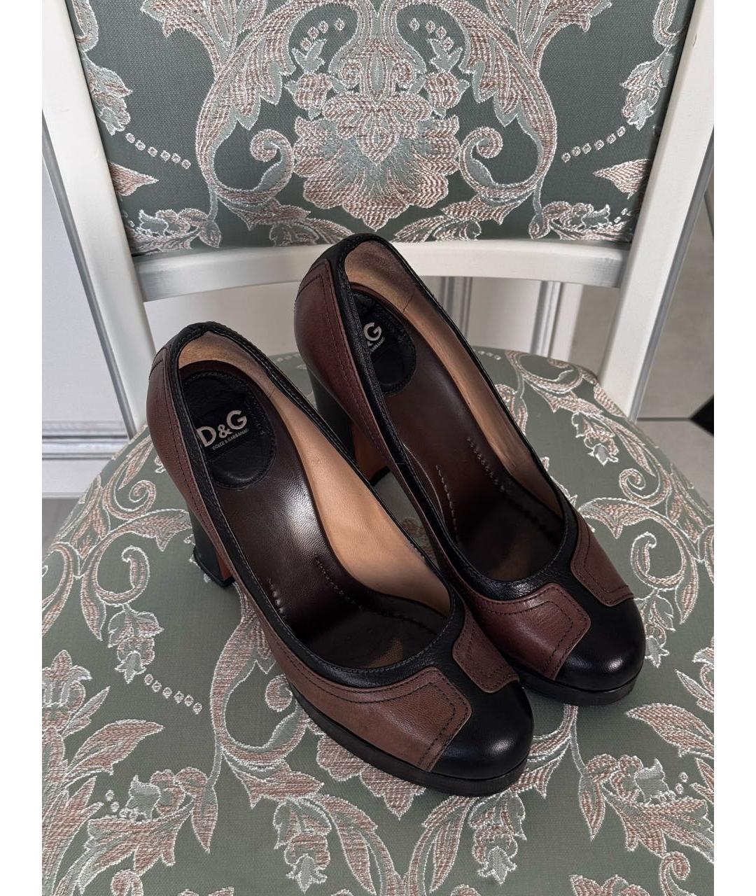 DOLCE&GABBANA Коричневые кожаные туфли, фото 2