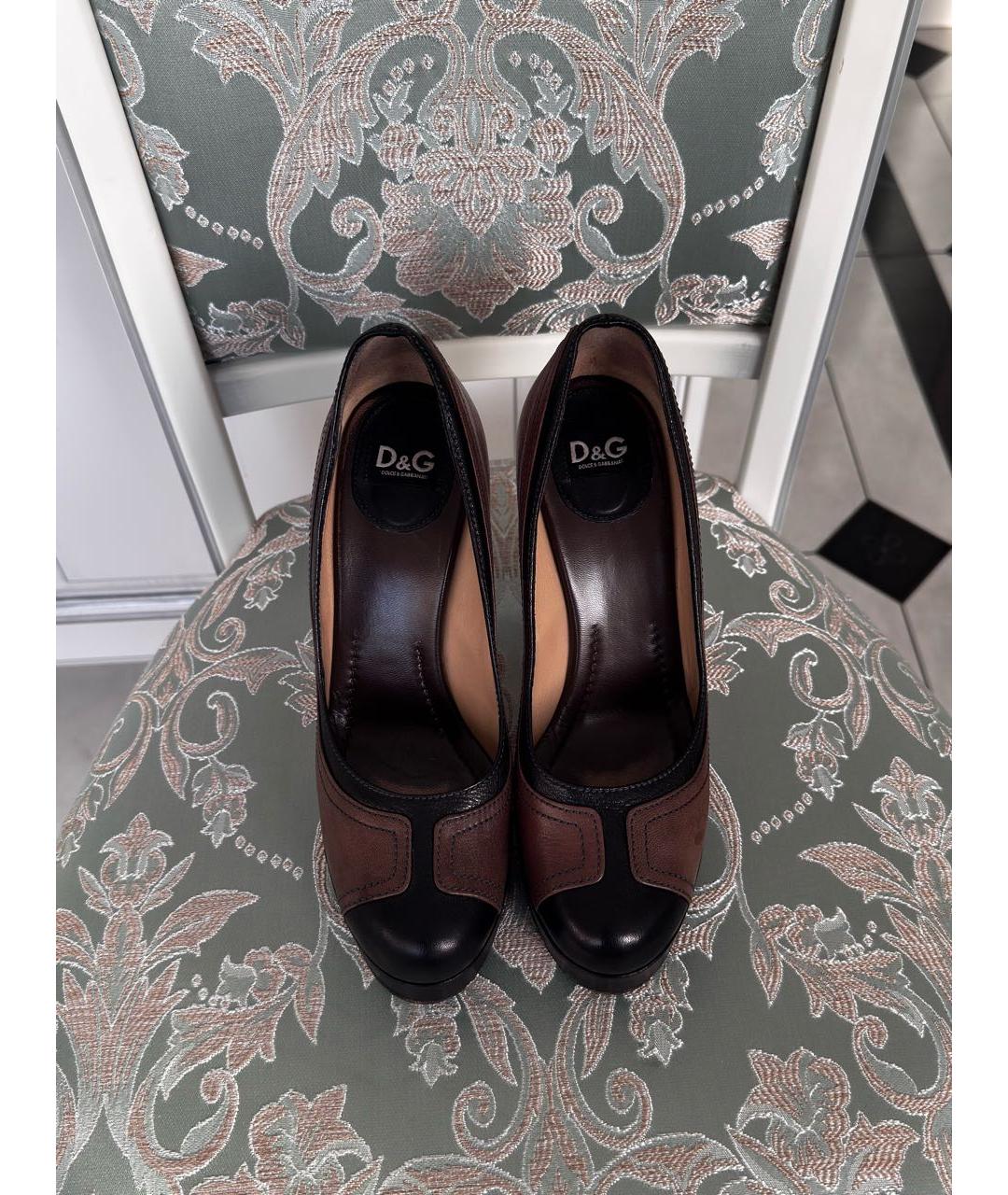 DOLCE&GABBANA Коричневые кожаные туфли, фото 3