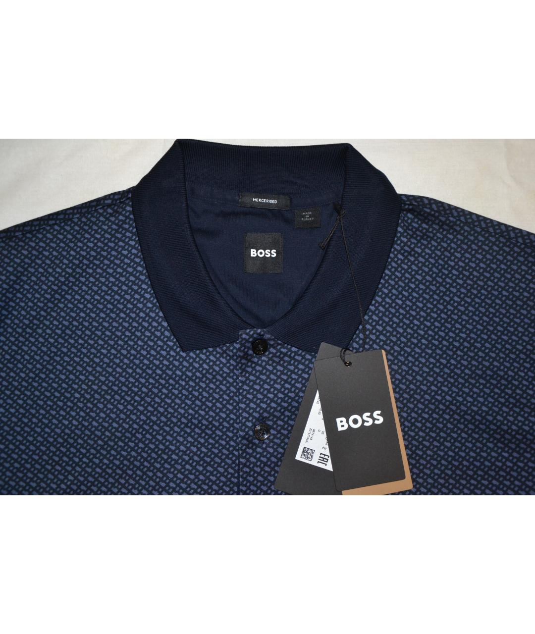 HUGO BOSS Синее хлопковое поло с коротким рукавом, фото 4