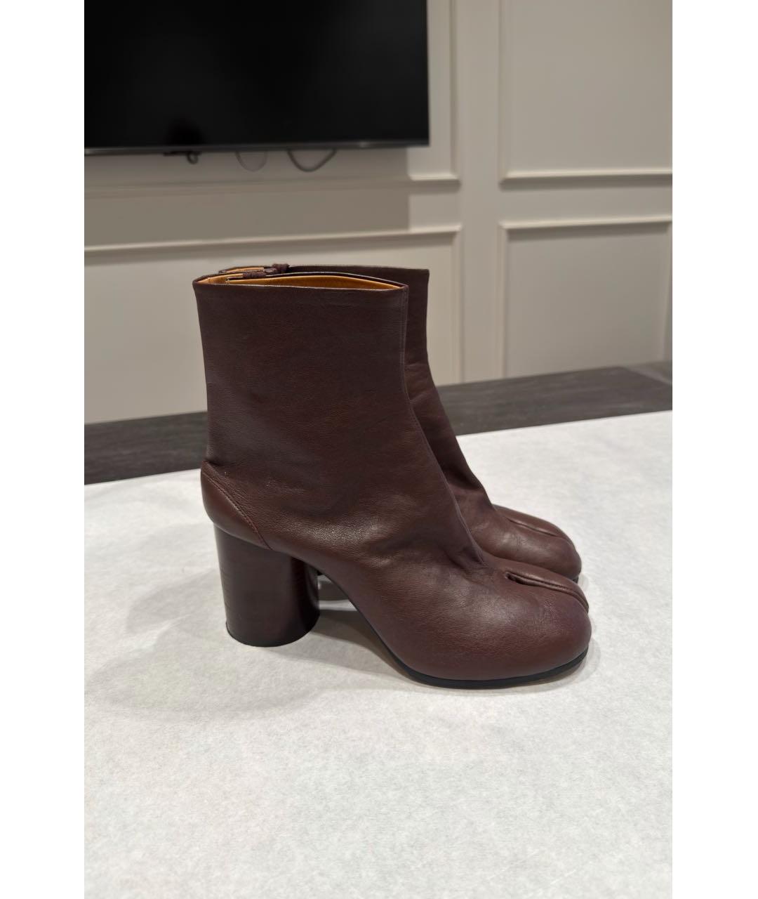 MAISON MARGIELA Бордовые кожаные ботильоны, фото 9