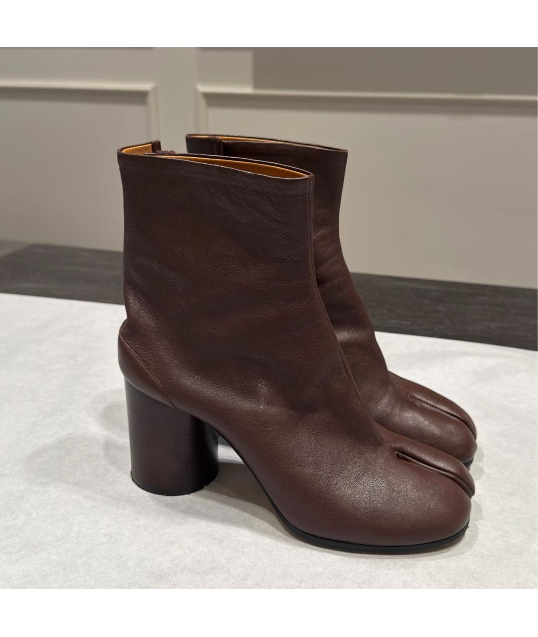 MAISON MARGIELA Бордовые кожаные ботильоны, фото 6