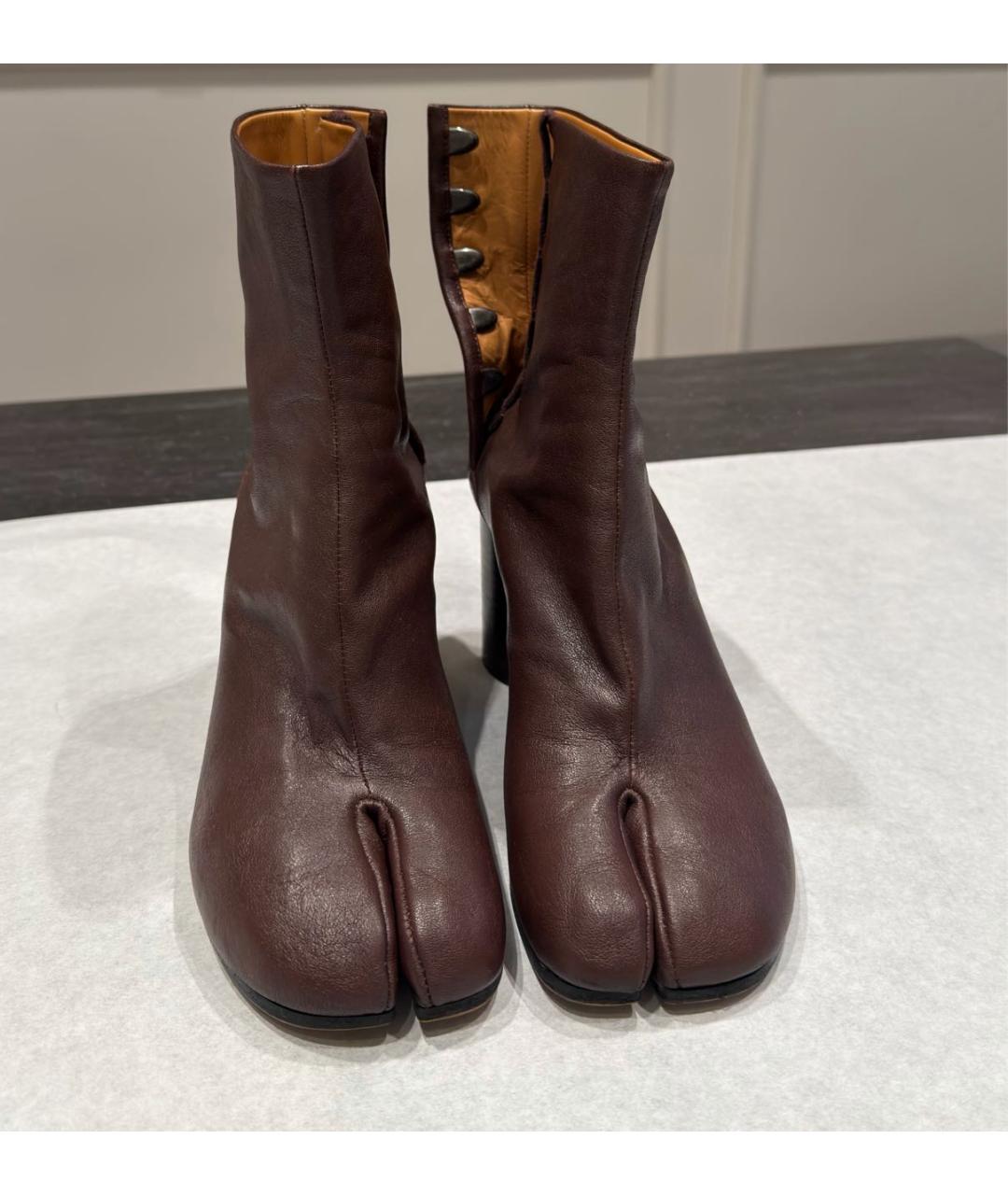 MAISON MARGIELA Бордовые кожаные ботильоны, фото 2