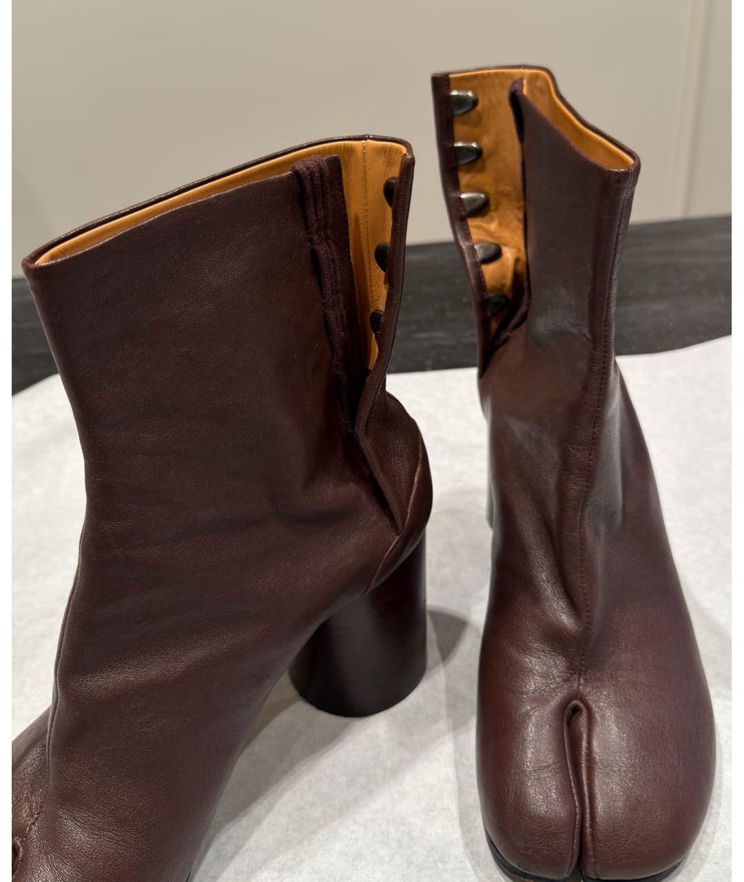 MAISON MARGIELA Бордовые кожаные ботильоны, фото 4