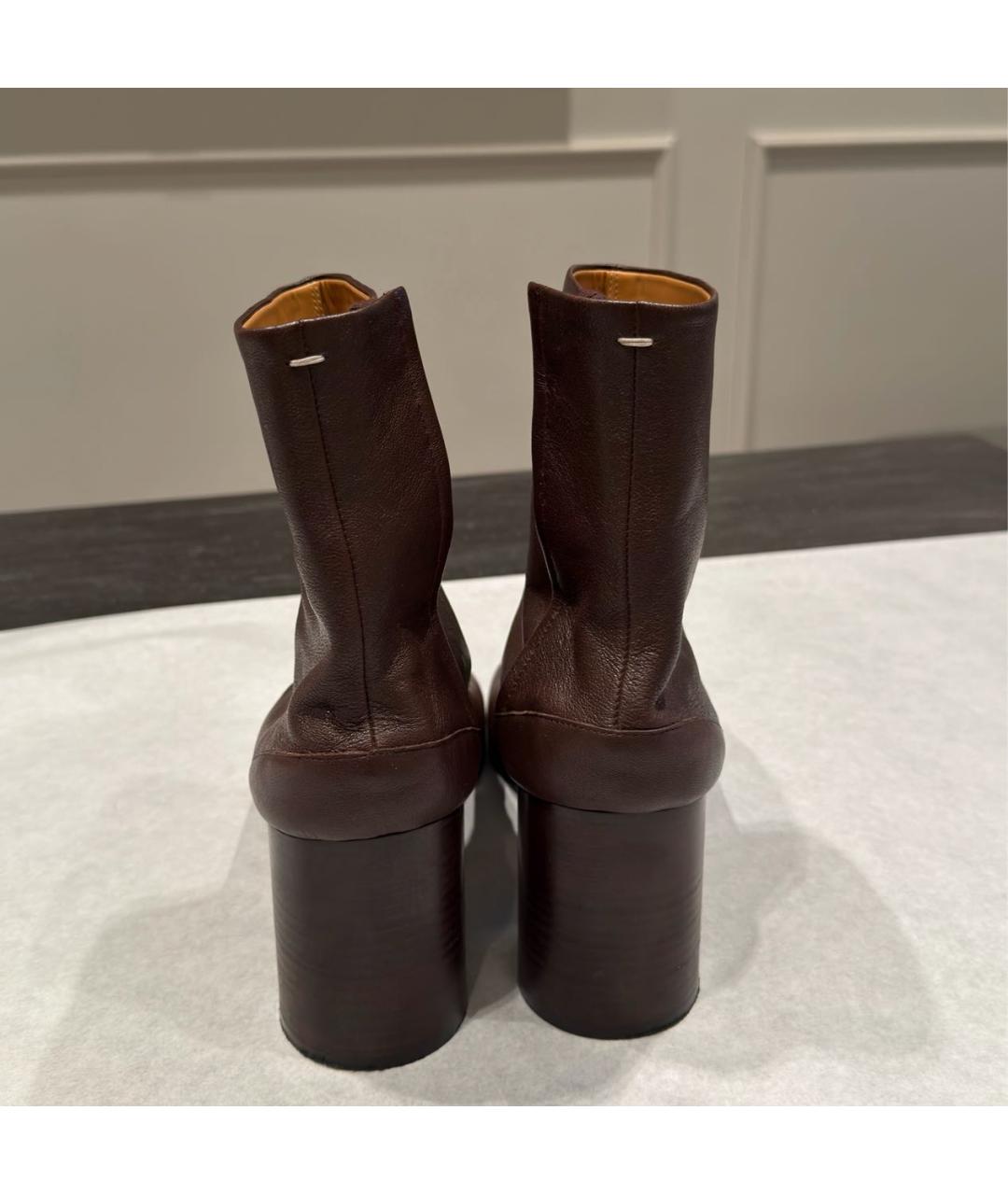 MAISON MARGIELA Бордовые кожаные ботильоны, фото 3