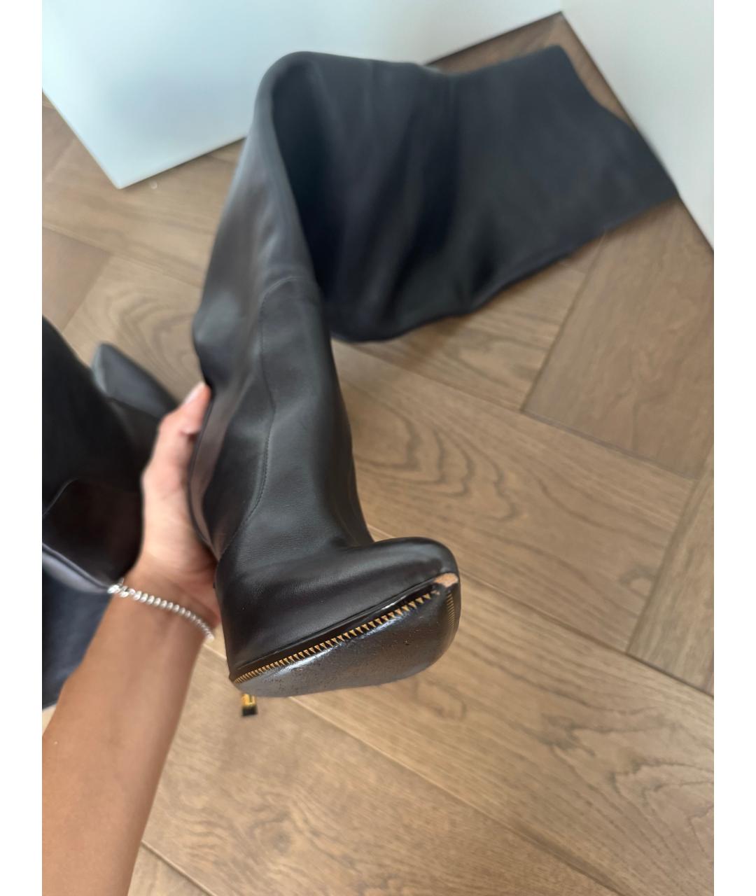 TOM FORD Черные кожаные ботфорты, фото 7